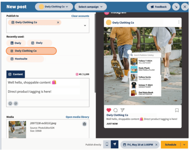 使用 Hootsuite 创建可购物的 Instagram 帖子