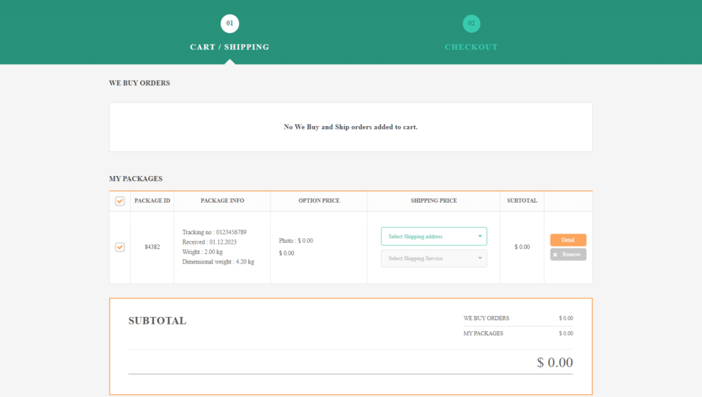 checkout process delivered korea