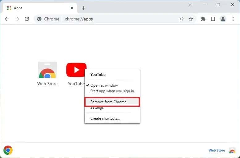 Chrome 卸载 YouTube 应用