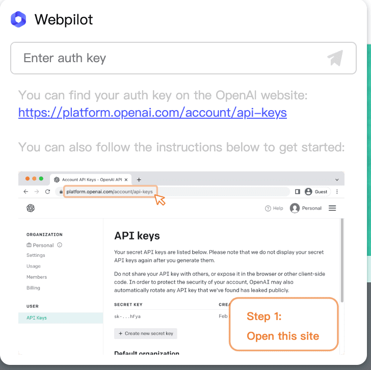添加您的 OpenAI API 密钥